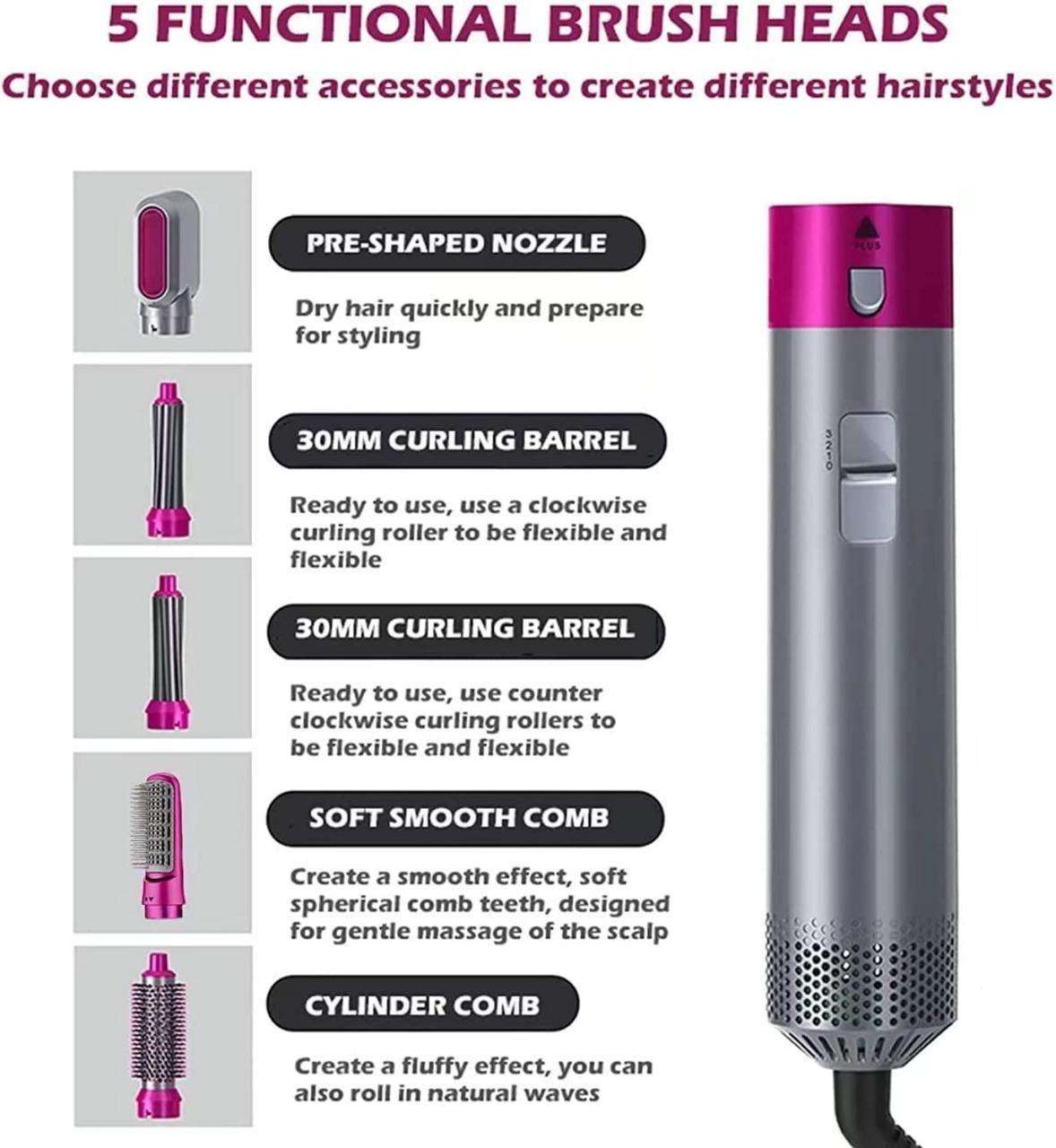 5 in 1 Multifunctional Hair Dryer Styling Tool| Hair Comb | Hair Curler
