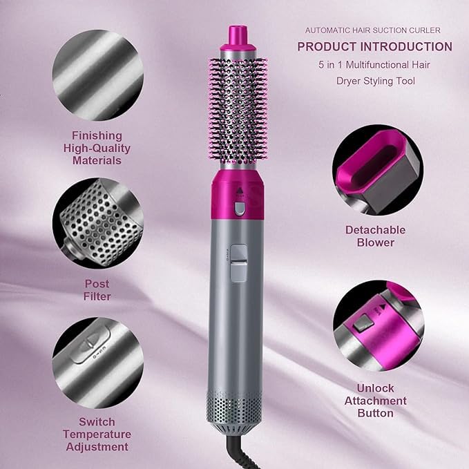 5 in 1 Multifunctional Hair Dryer Styling Tool| Hair Comb | Hair Curler