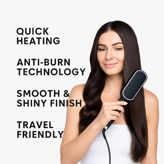 Hair Straightening Brush for Women | Fast Heating, Anti-Scald, Ionic Technology for Smooth & Silky Hair
