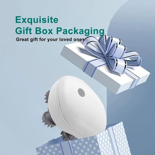 White electronic device with gray accents on a blue background, featuring text about exquisite gift box packaging.