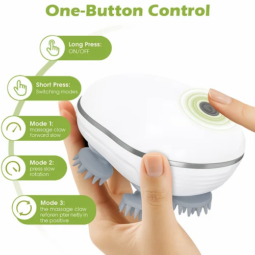 Handheld device with massage functions on a white background